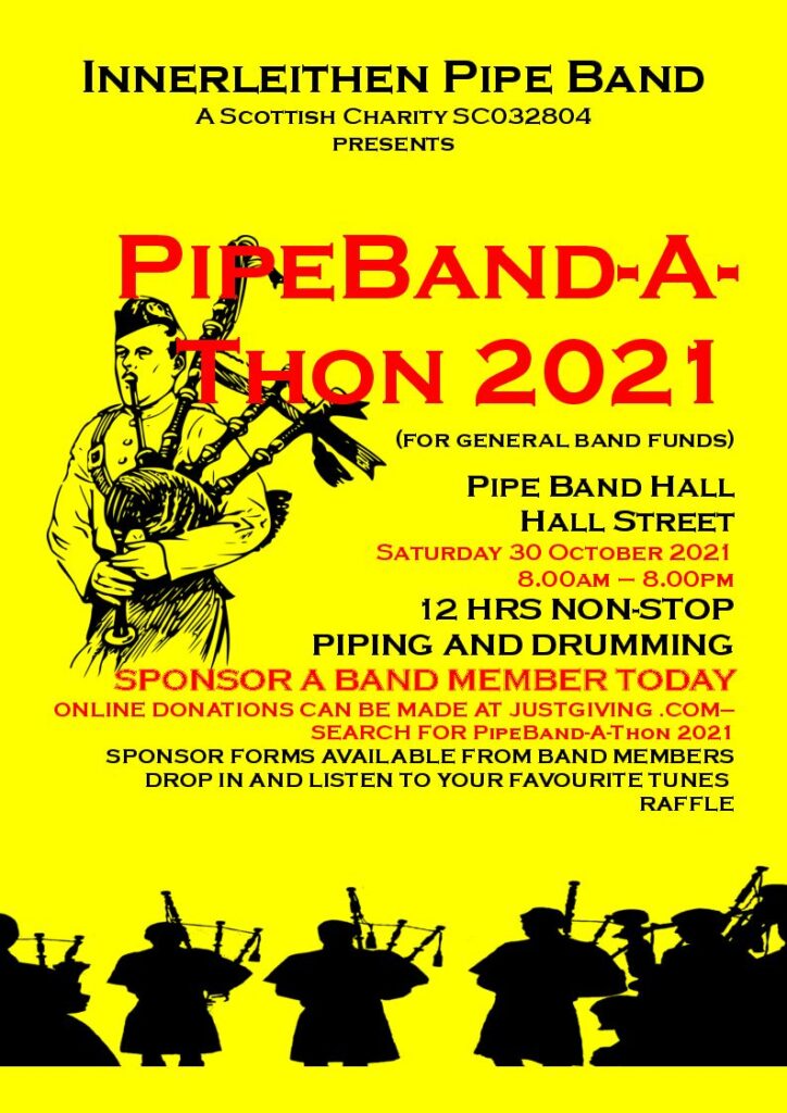 Poster advertising PipeBand-A-Thon 2021