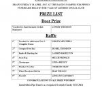 Raffle Prize List – Pamper for Piping – April 2017